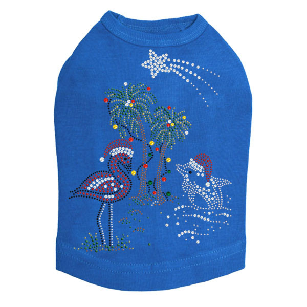 Tropical Christmas - Royal Blue Dog Tank