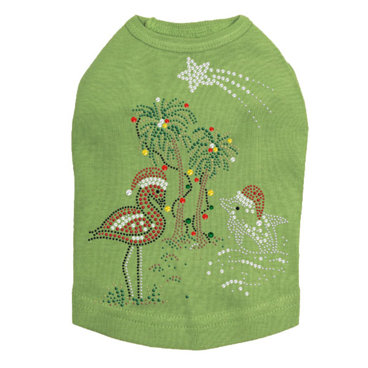 Tropical Christmas - Lime Green Dog Tank