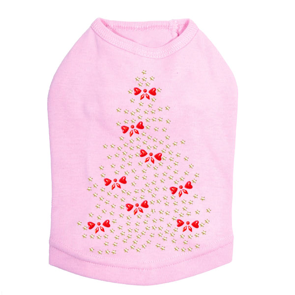 Gold Christmas Tree with Red Bows - Pink Dog Tank