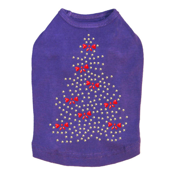 Gold Christmas Tree with Red Bows - Purple Dog Tank