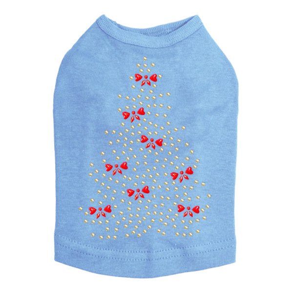 Gold Christmas Tree with Red Bows - Blue Dog Tank