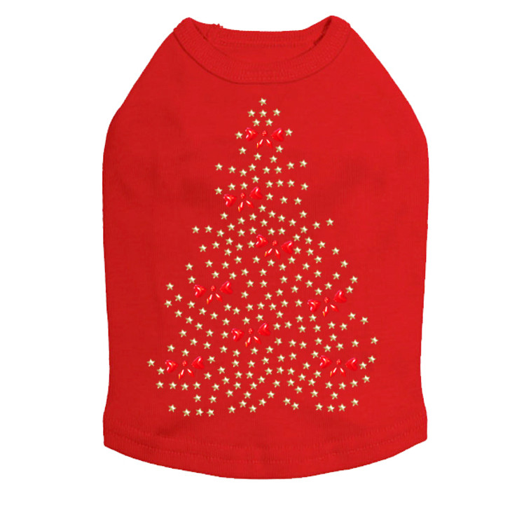 Gold Christmas Tree with Red Bows - Red Dog Tank