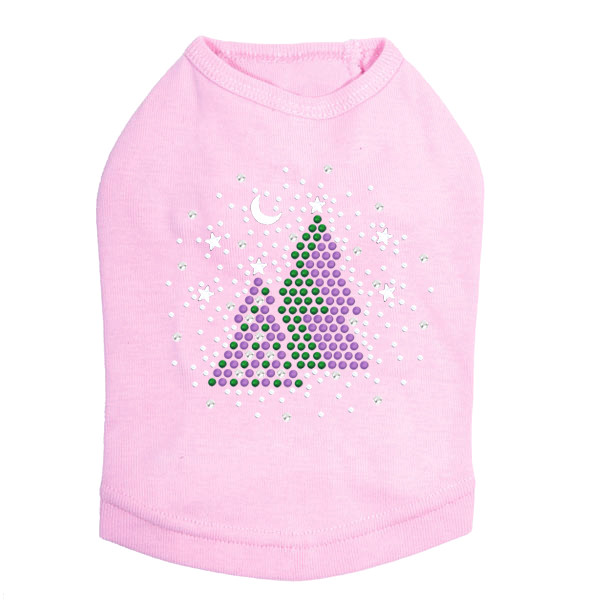 Purple & Green Christmas Trees with Snowflakes Rhinestone Dog Tank