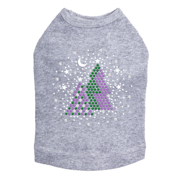 Purple & Green Christmas Trees with Swarovski Snowflakes - Gray Dog Tank