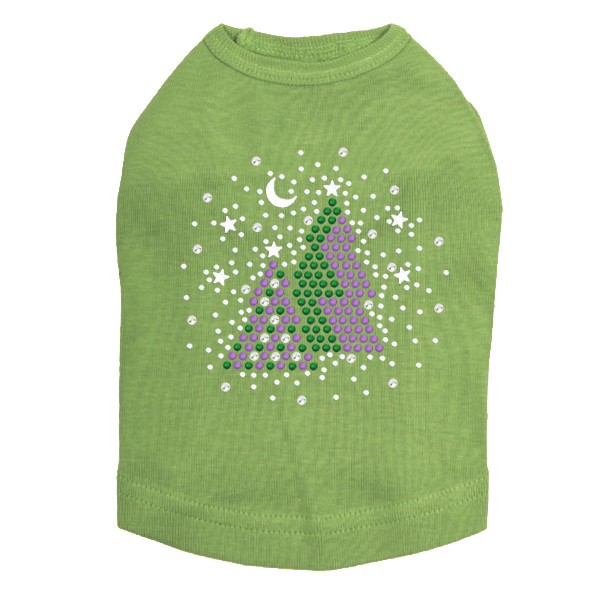 Purple & Green Christmas Trees with Swarovski Snowflakes - Lime Dog Tank