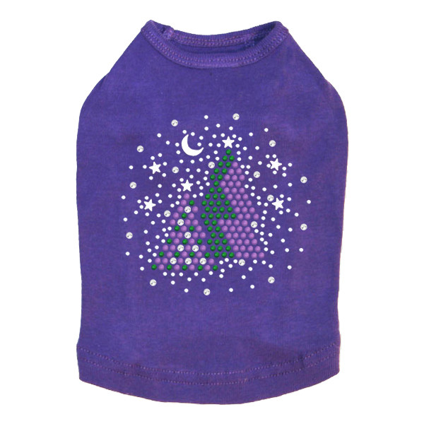 Purple & Green Christmas Trees with Swarovski Snowflakes - Purple Dog Tank