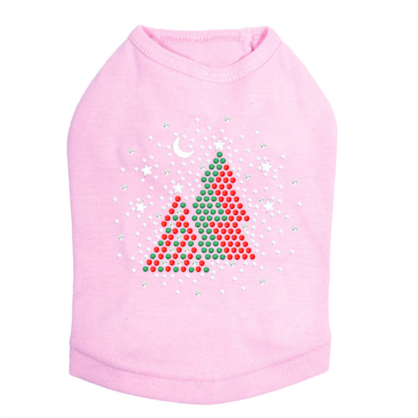 Red & Green Christmas Trees with Snowflakes Rhinestone Dog Tank