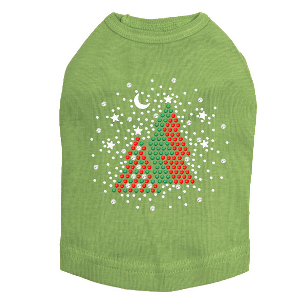 Red & Green Christmas Trees with Swarovski Snowflakes - Lime Dog Tank