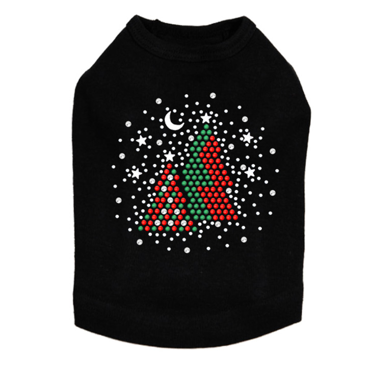 Red & Green Christmas Trees with Swarovski Snowflakes - Black Dog Tank