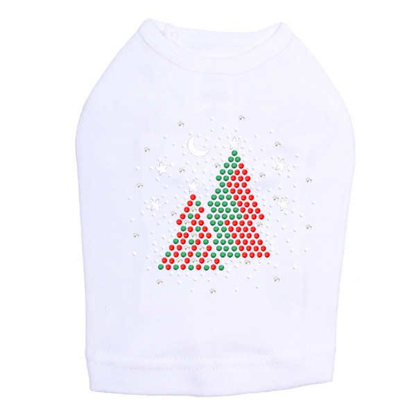 Red & Green Christmas Trees with Swarovski Snowflakes - Dog Tank