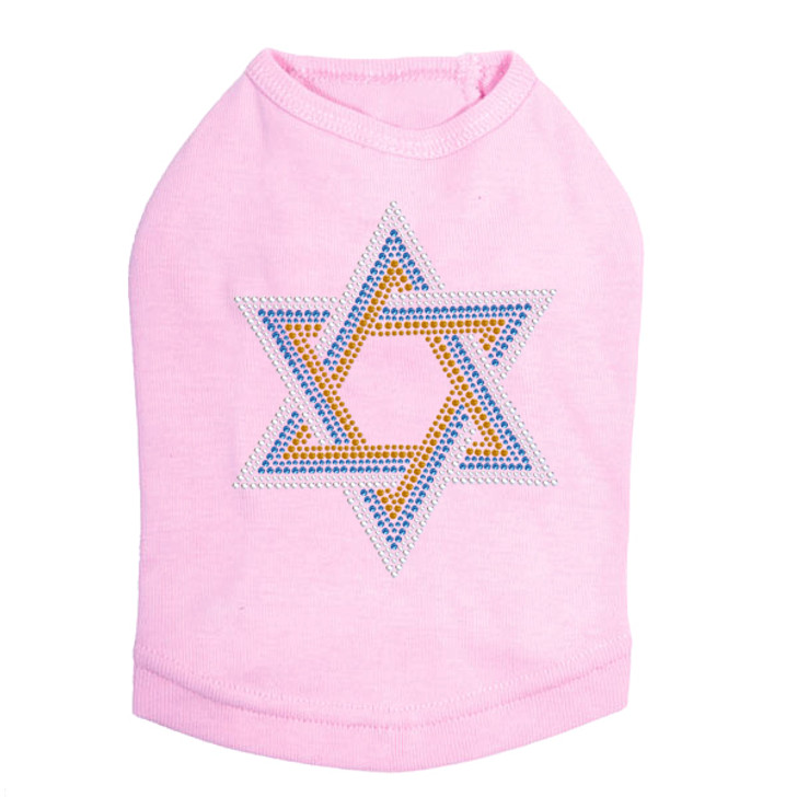 Star of David (Large- Blue, Silver, & Gold) Dog Tank