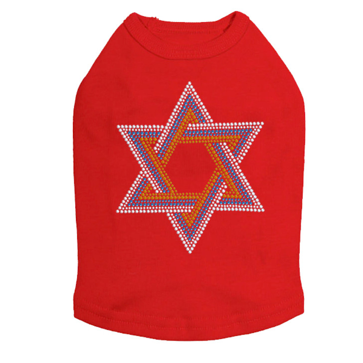 Star of David (Large- Blue, Silver, & Gold) Dog Tank