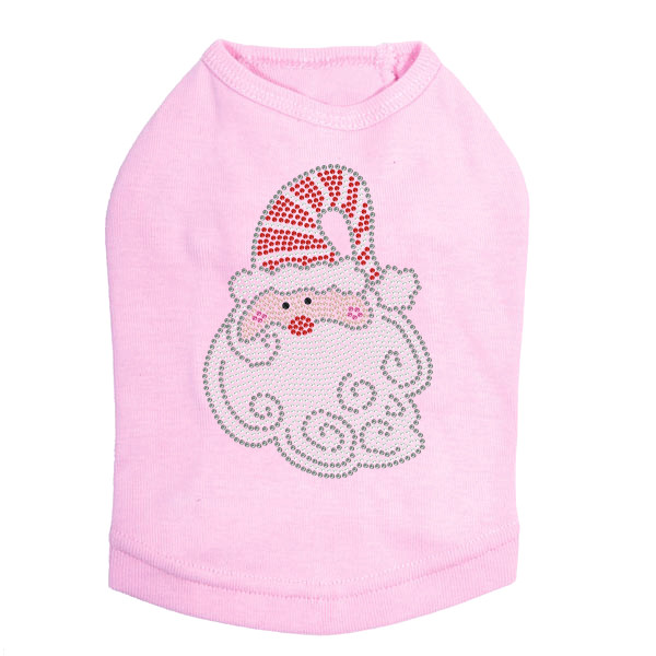 Santa Face with Curly Beard - Pink Dog Tank