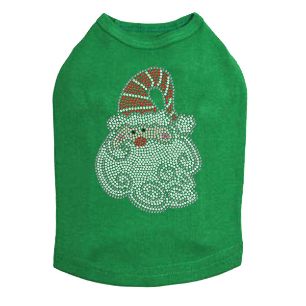 Santa Face with Curly Beard - Kelly Green Dog Tank