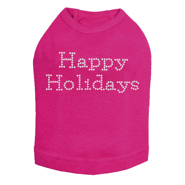 Happy Holidays - Fuchsia Dog Tank