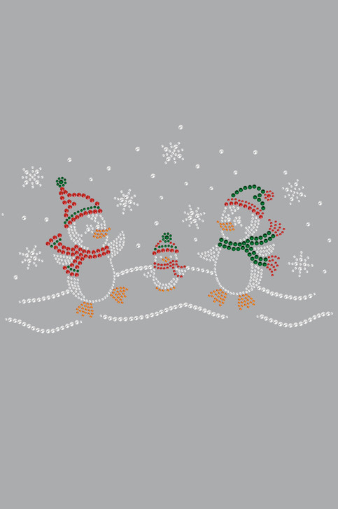 Penguin Family with Snowflakes - Gray Women's T-shirt