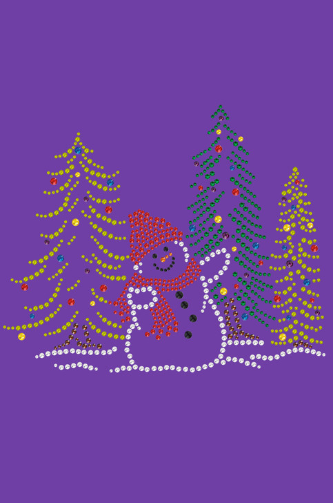 Snowman in Trees - Purple Women's T-shirt