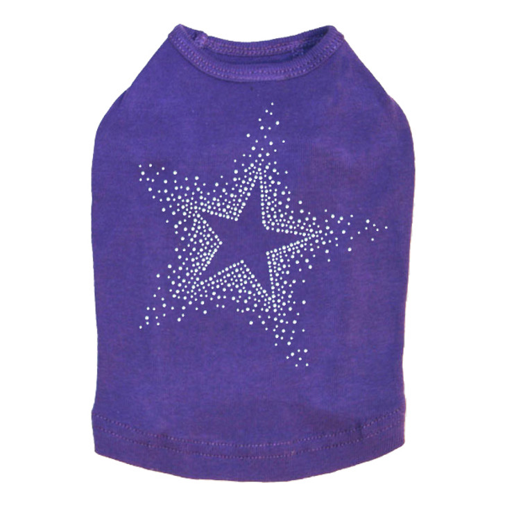 Star - Clear Rhinestones dog tank for large and small dogs.
