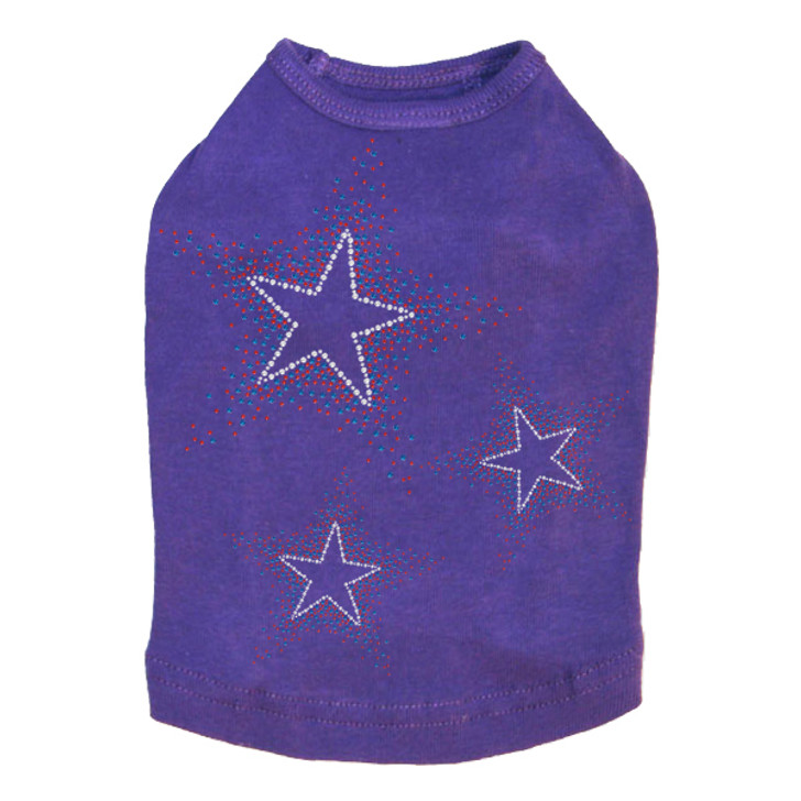 Three Stars - Red & Blue rhinestone dog tank for large and small dogs.