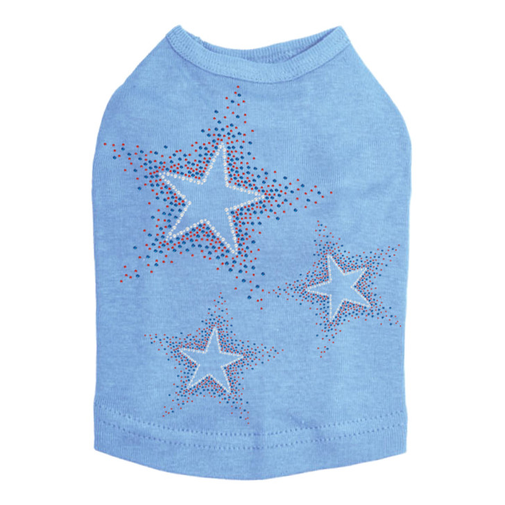 Three Stars - Red & Blue rhinestone dog tank for large and small dogs.