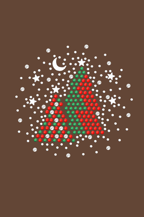 Red & Green Christmas Trees with Austrian crystal Snowflakes - Brown Women's T-shirt