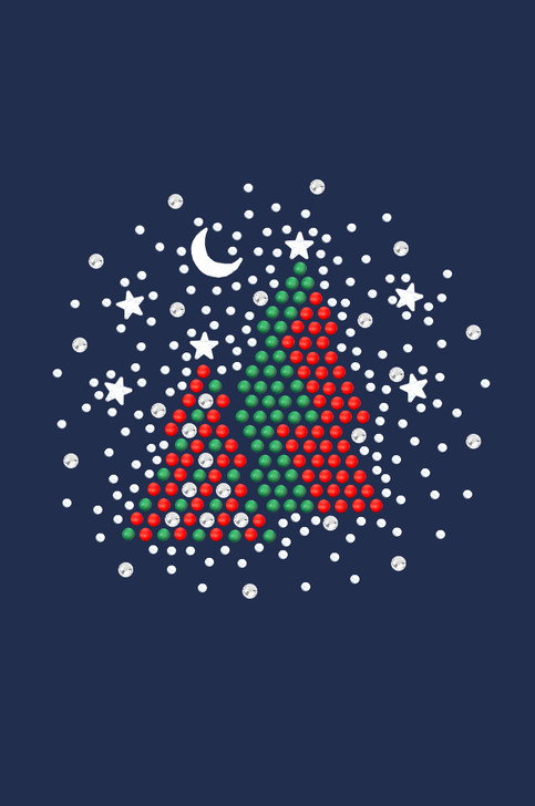 Red & Green Christmas Trees with Austrian crystal Snowflakes - Navy Women's T-shirt