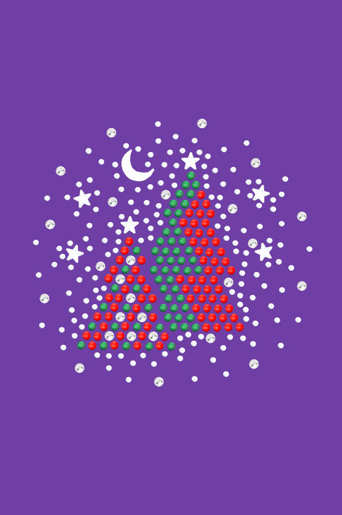 Red & Green Christmas Trees with Austrian crystal Snowflakes - Purple Women's T-shirt