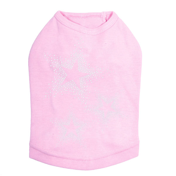 Three Stars - Clear Rhinestones dog tank for large and small dogs.