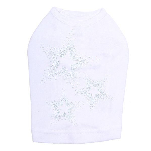 Three Stars - Clear Rhinestones dog tank for large and small dogs.