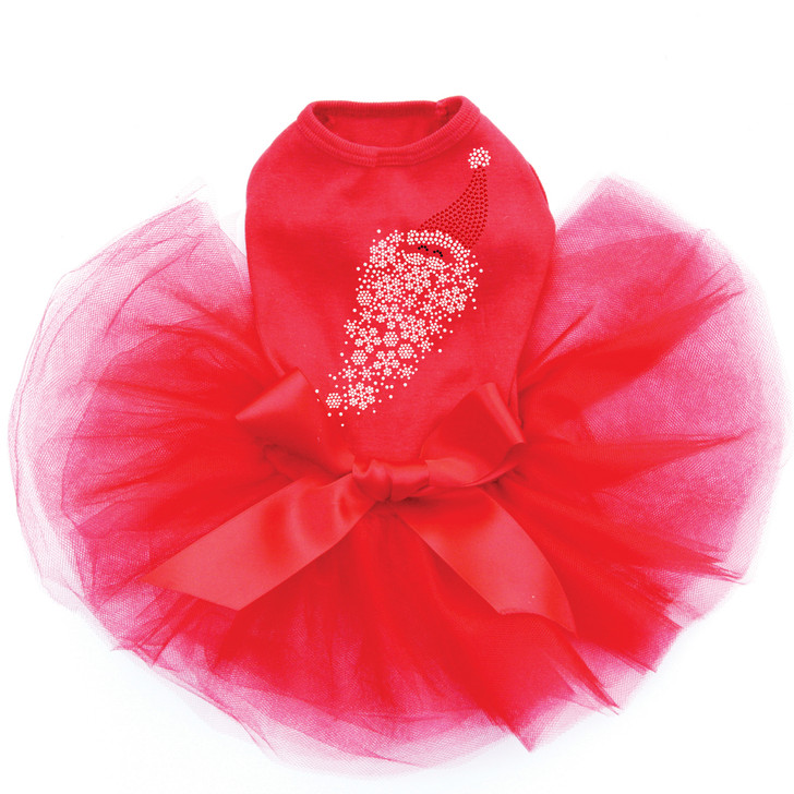 Santa Face with Snowflake Beard - Red Tutu