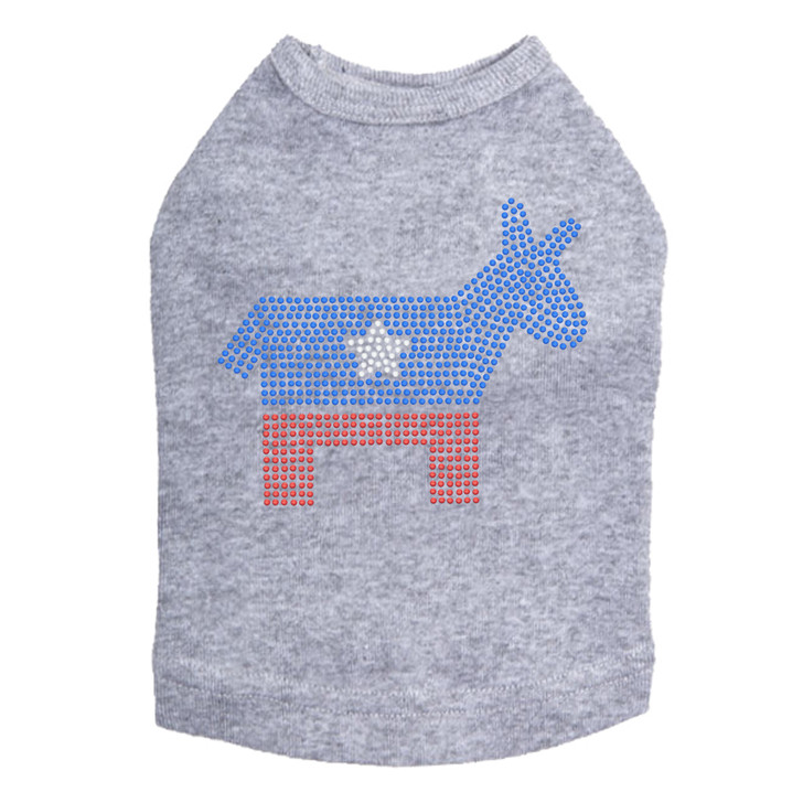 Patriotic Donkey rhinestone dog tank for large and small dogs.