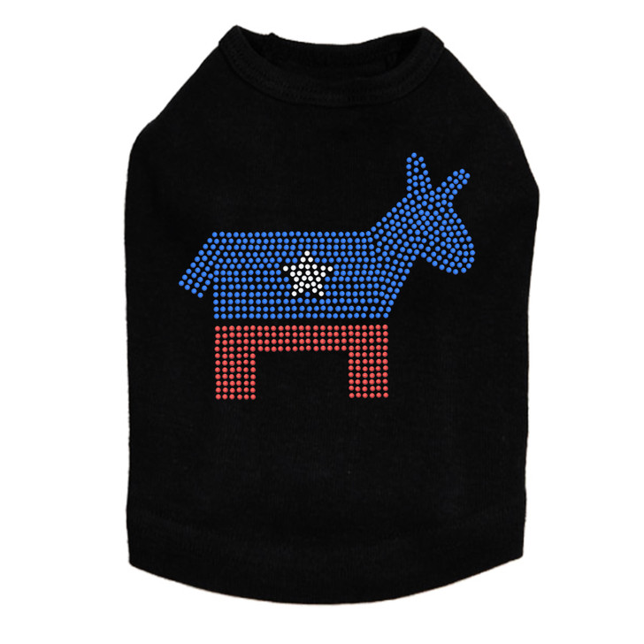 Patriotic Donkey rhinestone dog tank for large and small dogs.