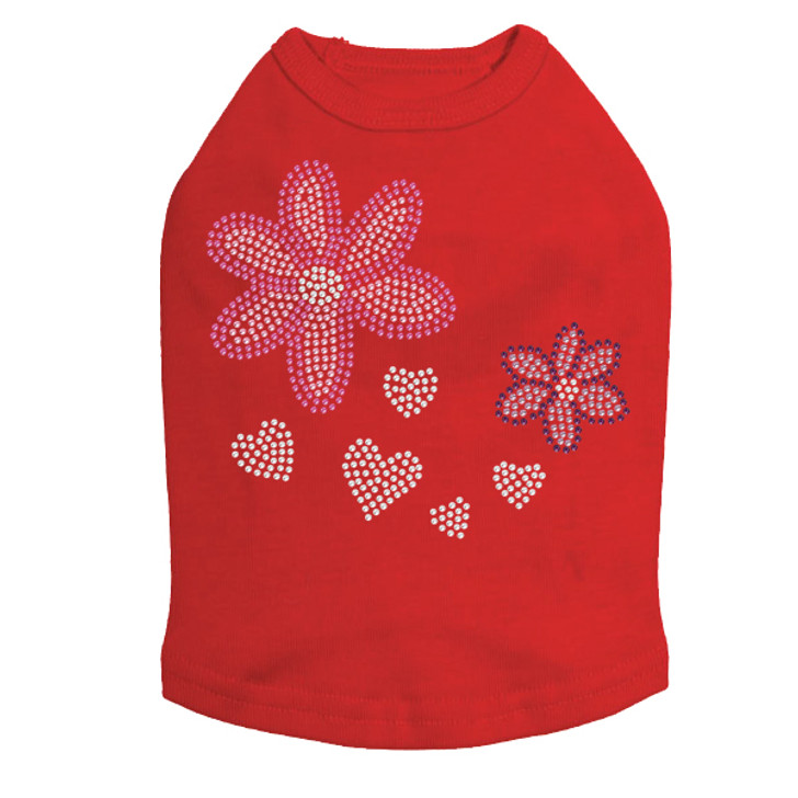 Pink & Purple Flowers  dog tank for large and small dogs.