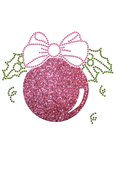 Pink Glitter Ornament - White Bandana