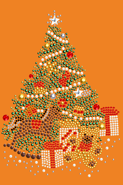 Christmas Tree #2 with Teddy Bear - Orange Bandana