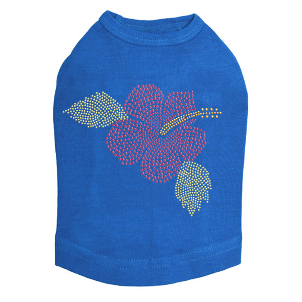 Large Pink Hibiscut dog tank for large and small dogs.