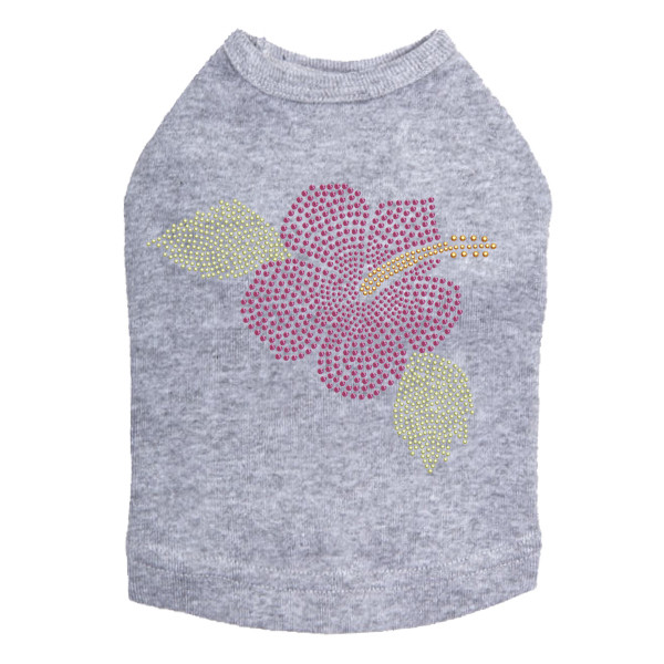 Large Pink Hibiscut dog tank for large and small dogs.