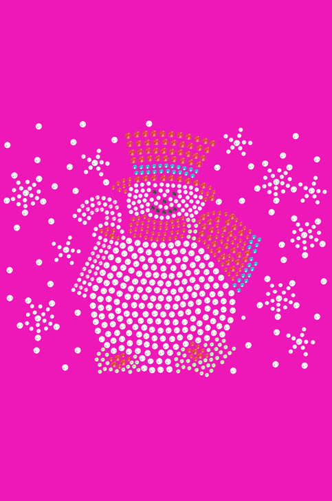 Snowman with Snowflakes - Hot Pink Bandana