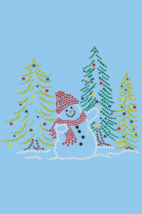 Snowman in Trees - Light Blue Bandana