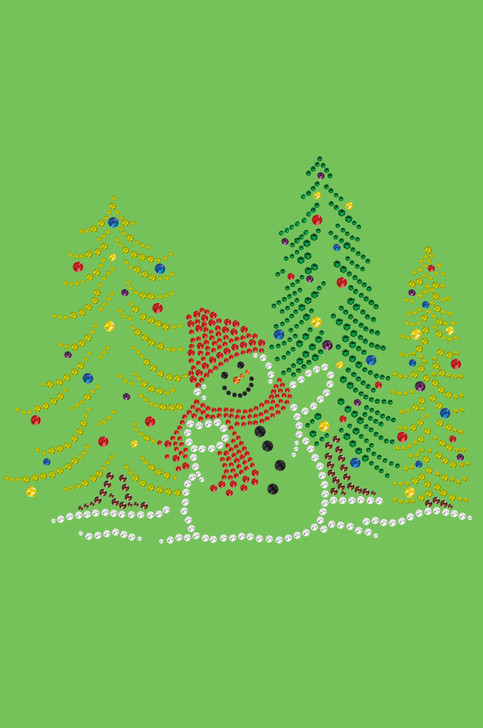 Snowman in Trees - Lime Green Bandana