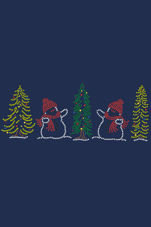 Two Snowmen in Trees - Navy Bandana