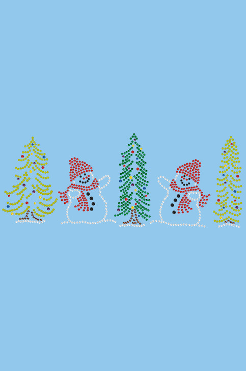 Two Snowmen in Trees - Light Blue Bandana