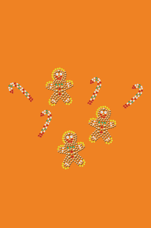 Gingerbread Men & Candy Canes - Orange Bandana