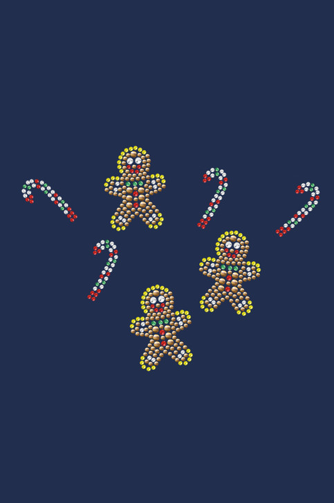 Gingerbread Men & Candy Canes - Navy Bandana