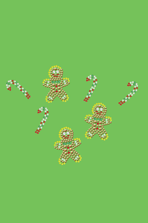 Gingerbread Men & Candy Canes - Lime Green Bandana