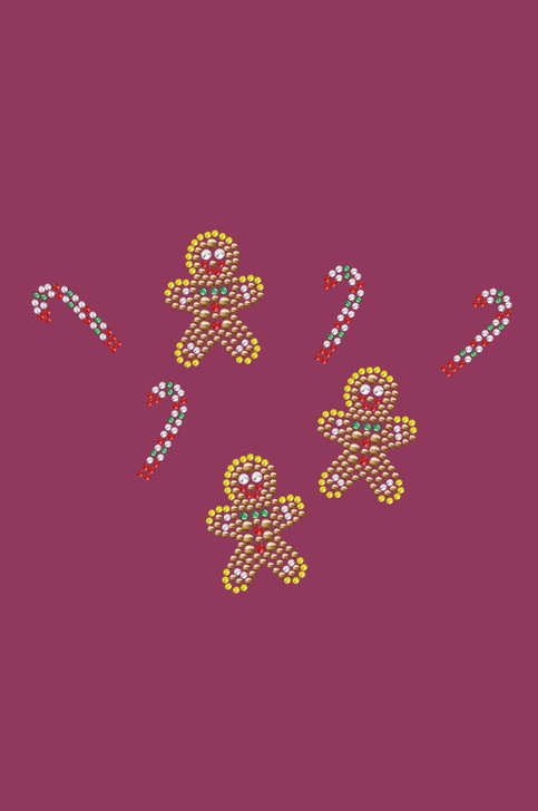 Gingerbread Men & Candy Canes - Burgundy Bandana