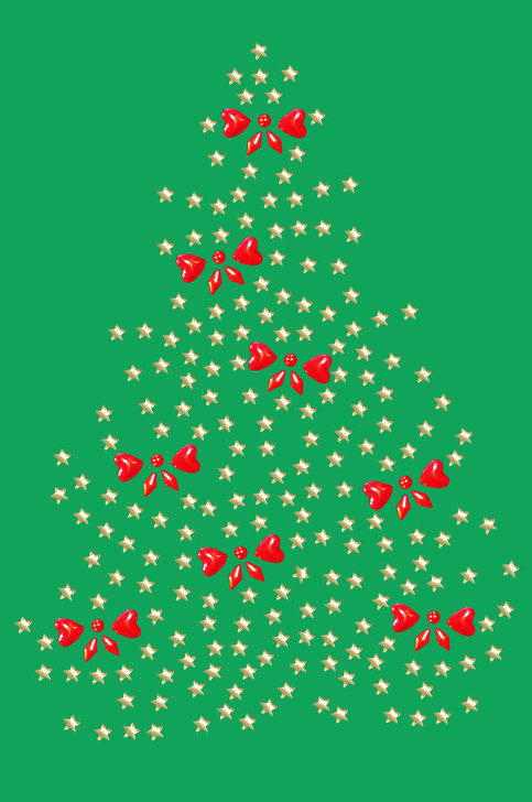 Gold Christmas Tree with Red Bows - Kelly Green Bandana