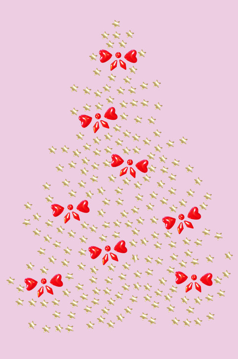 Gold Christmas Tree with Red Bows - Light Pink Bandana