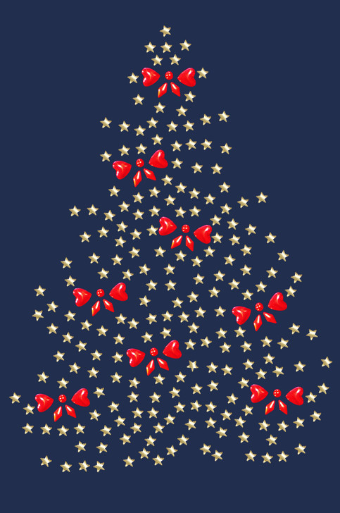 Gold Christmas Tree with Red Bows - Navy Bandana