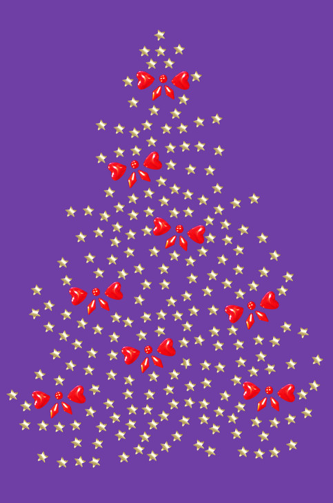 Gold Christmas Tree with Red Bows - Purple Bandana